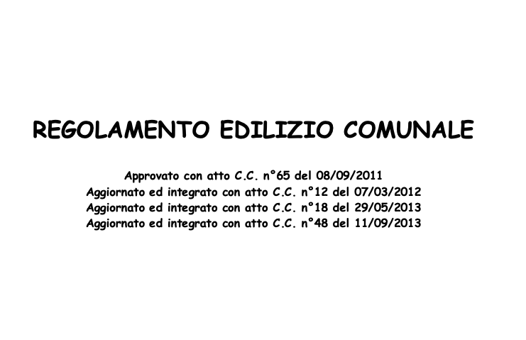 Scopri di più sull'articolo REGOLAMENTO EDILIZIO COMUNALE – REC Testo coordinato